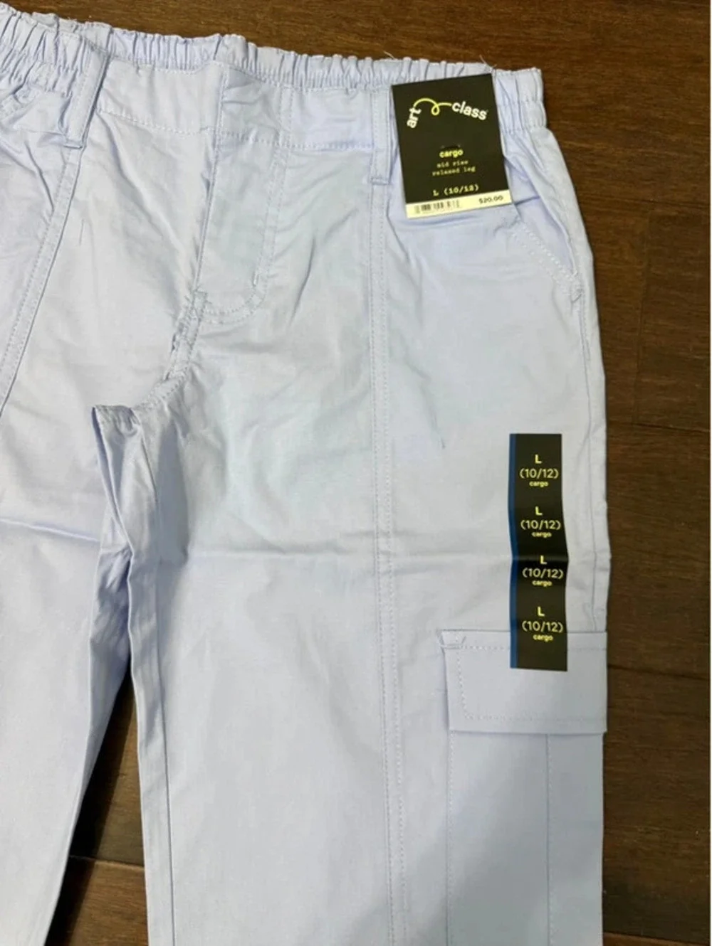 Art Class Girls' Light Blue Cargo Pants, Size L (10/12), New with Tags